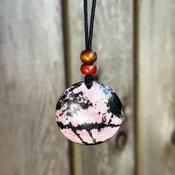 Rhodonite Gemstone Necklace | Handmade - Picture 4 of 6
